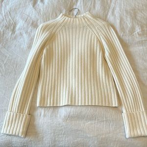 Vince mock neck sweater, wool-cashmere blend.